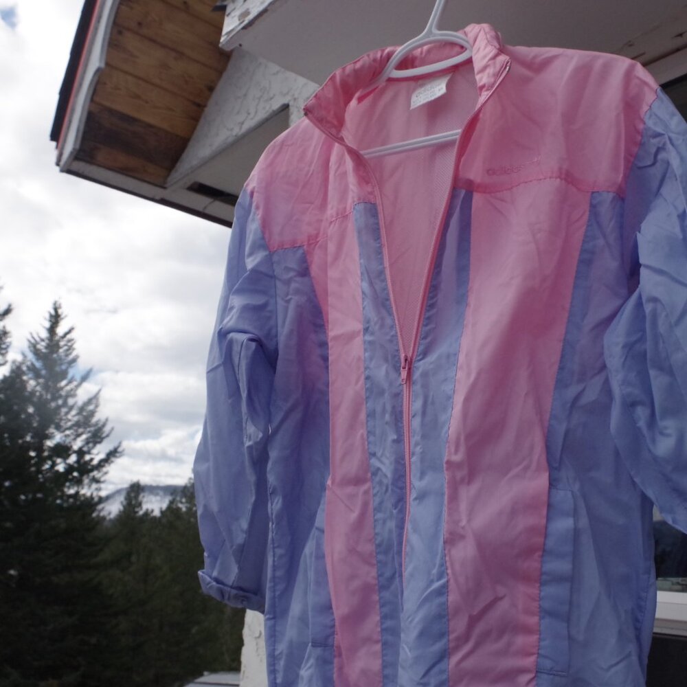 Pink & Blue Adidas Wind Breaker Women's Coat